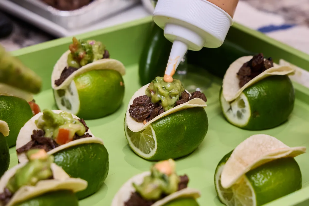 Steak taco bites at an NTK catered event